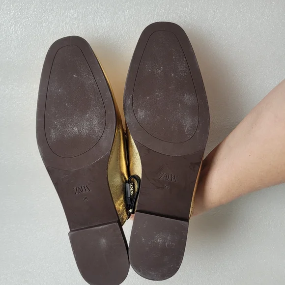 Zara Gold Loafers - Picture 8 of 11